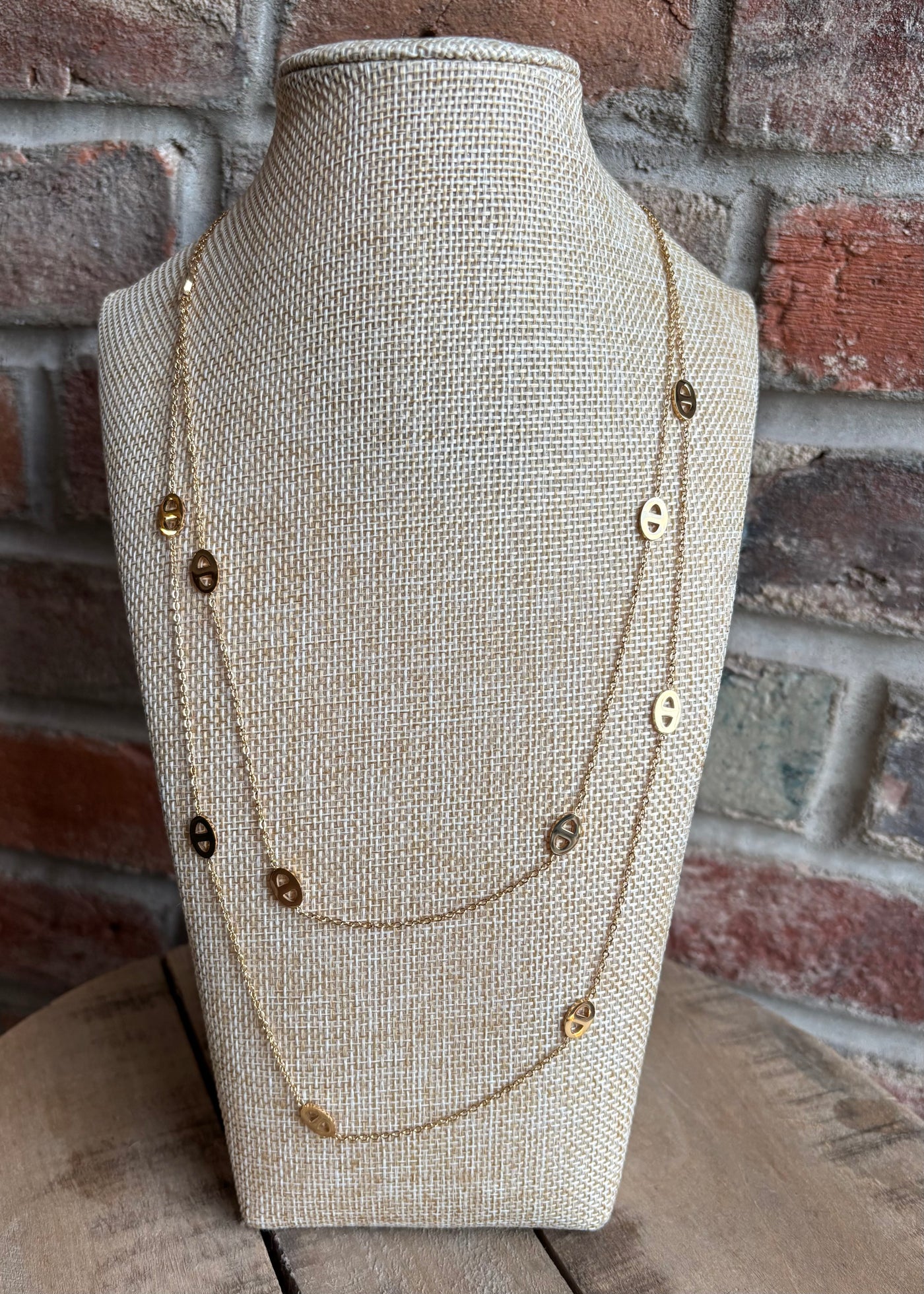 Mini Oval Layered Necklace- Gold