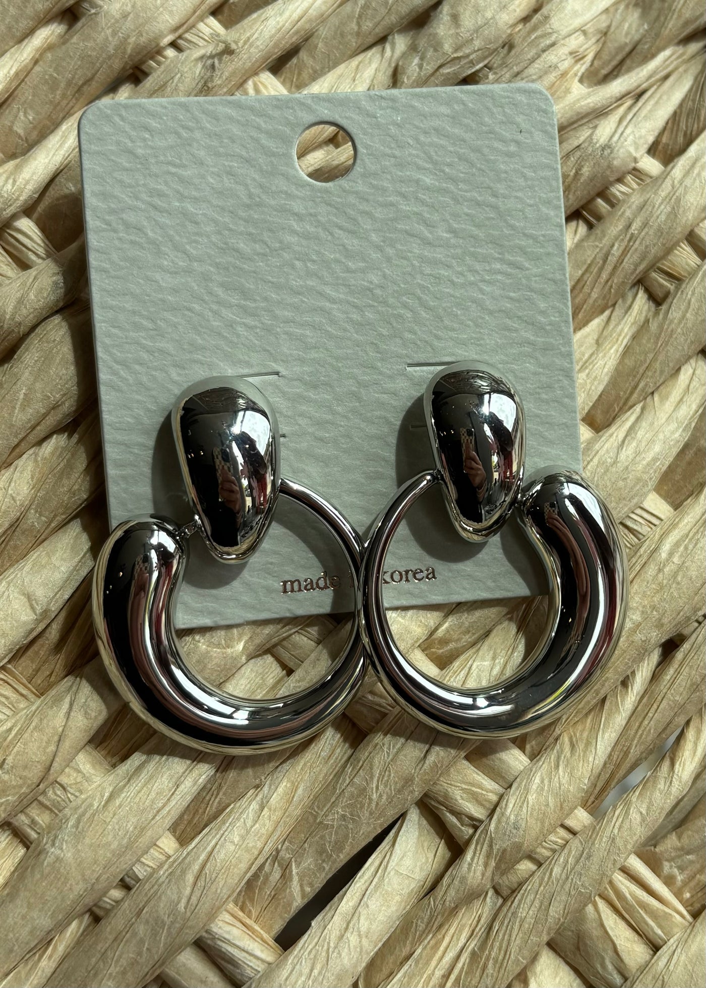 Abstract Door Knocker Earrings- Silver