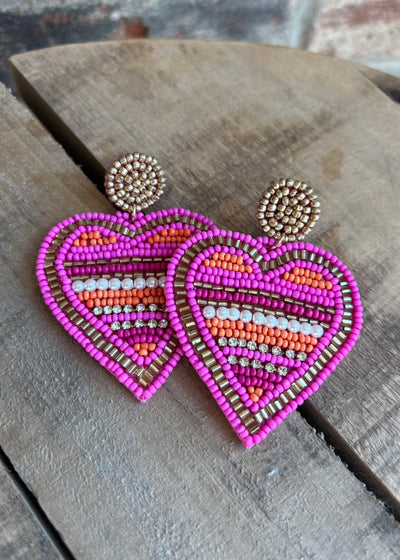 Beaded Heart Earrings