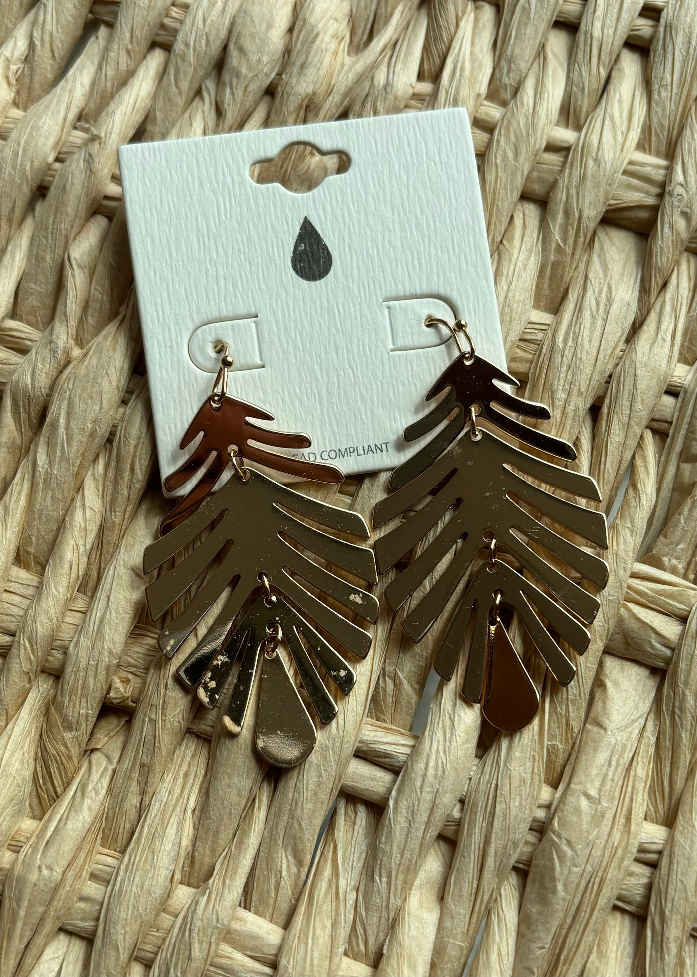 Leaf Dangle Earrings- Gold