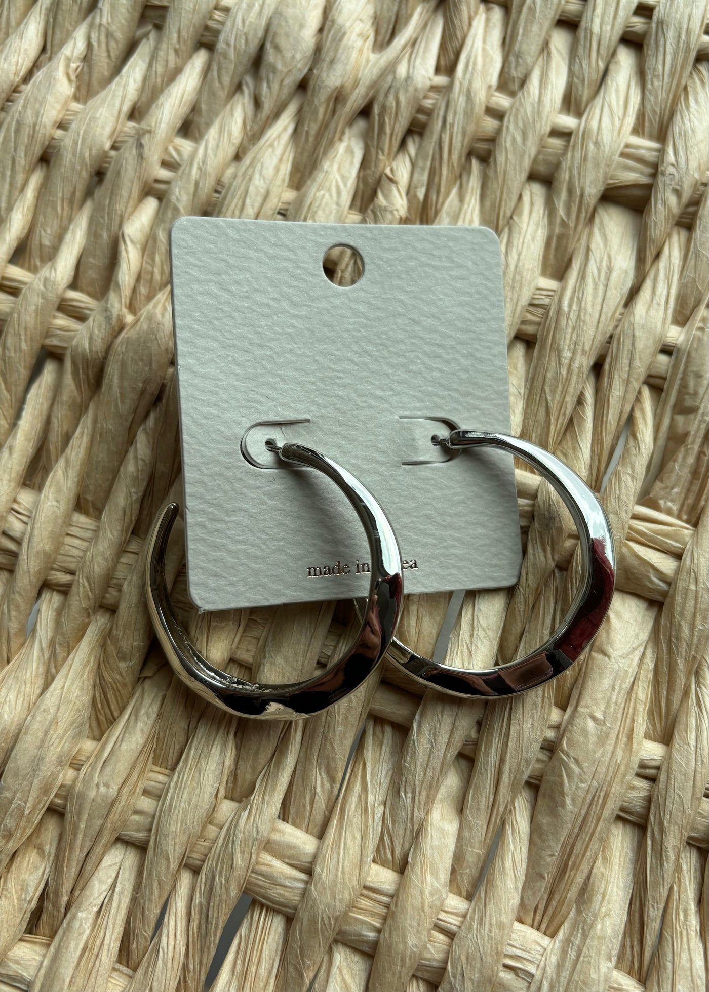 Abstract Warped Hoop Earrings- Silver