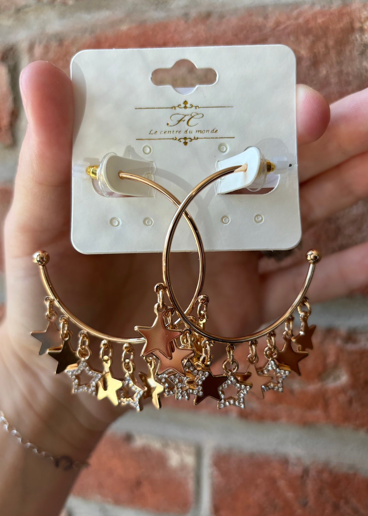 Dangling Star Gold Hoops