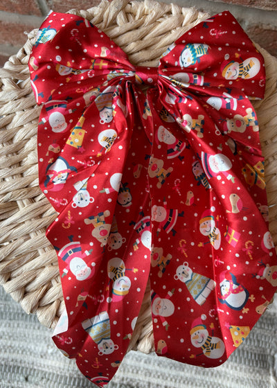 Satin Christmas Bow Hair Tie