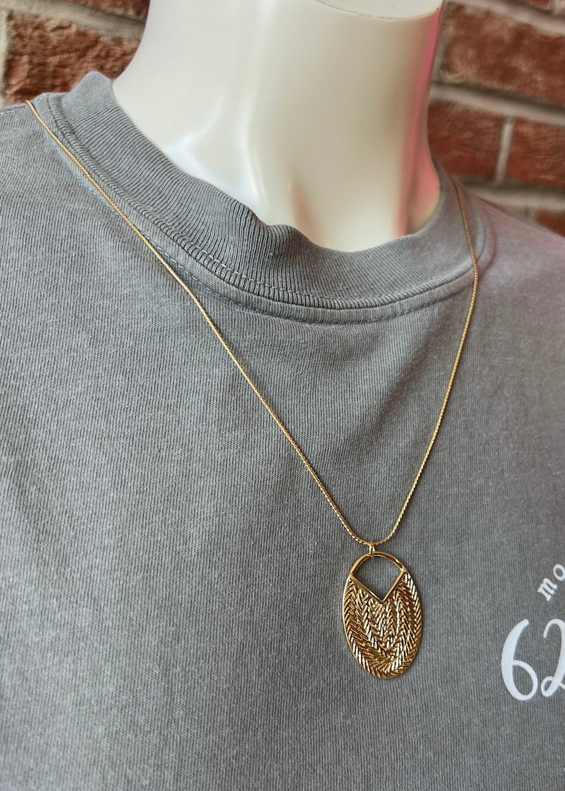 Textured Oval Disc Necklace