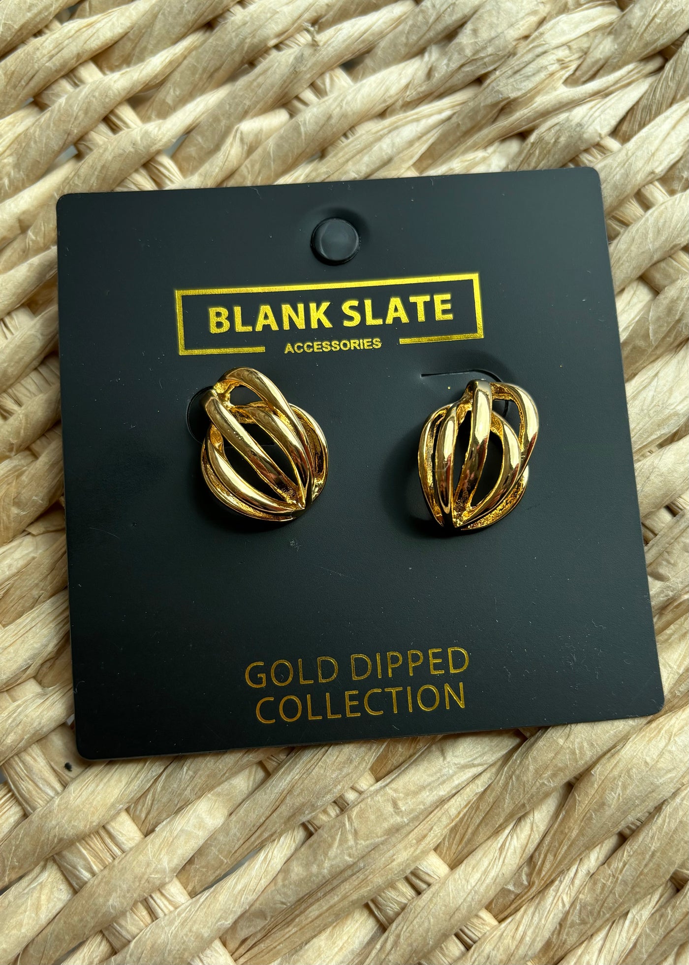 Gold Dipped Oval Post Earrings