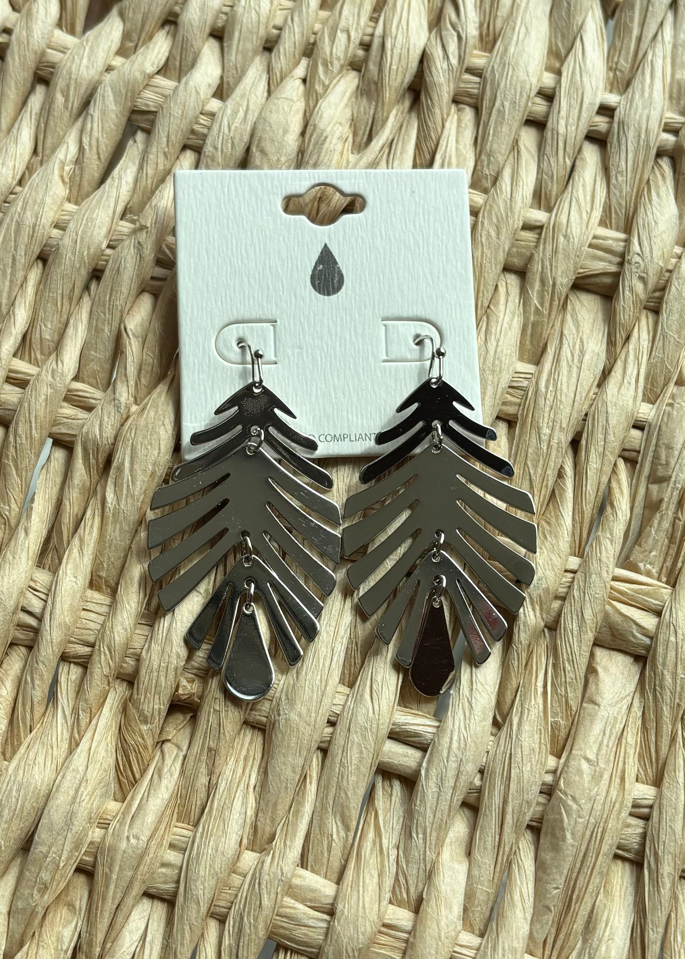 Leaf Dangle Earrings- Silver