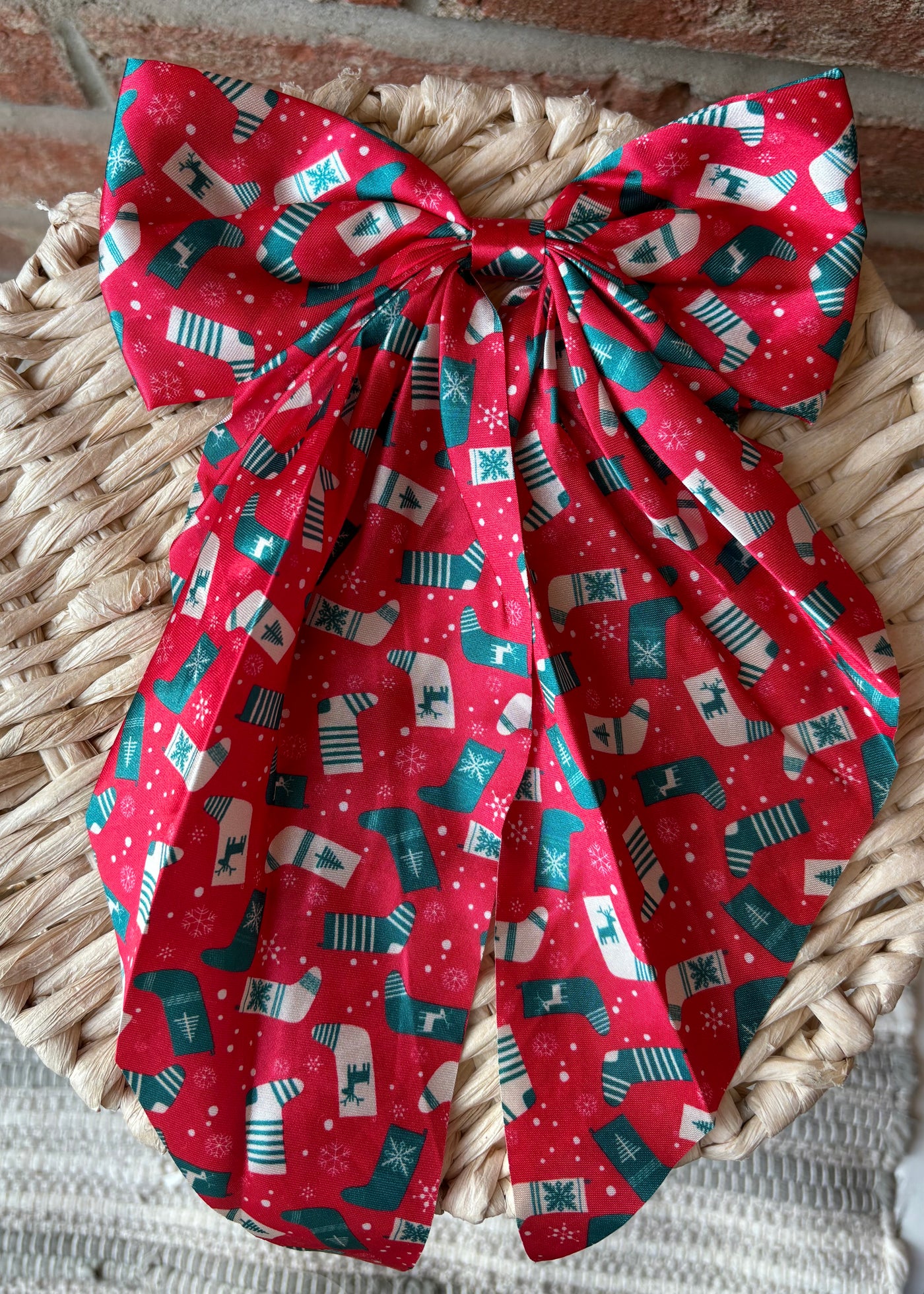 Satin Christmas Bow Hair Tie