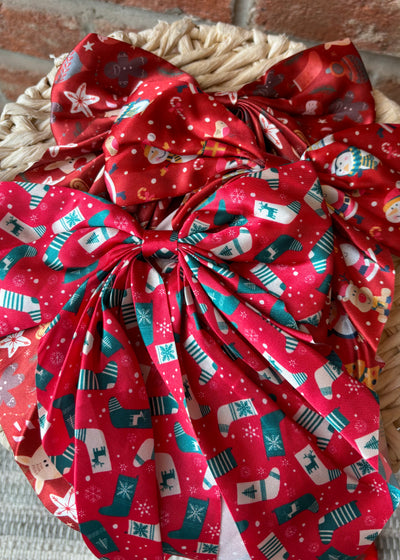 Satin Christmas Bow Hair Tie