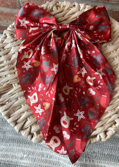 Satin Christmas Bow Hair Tie