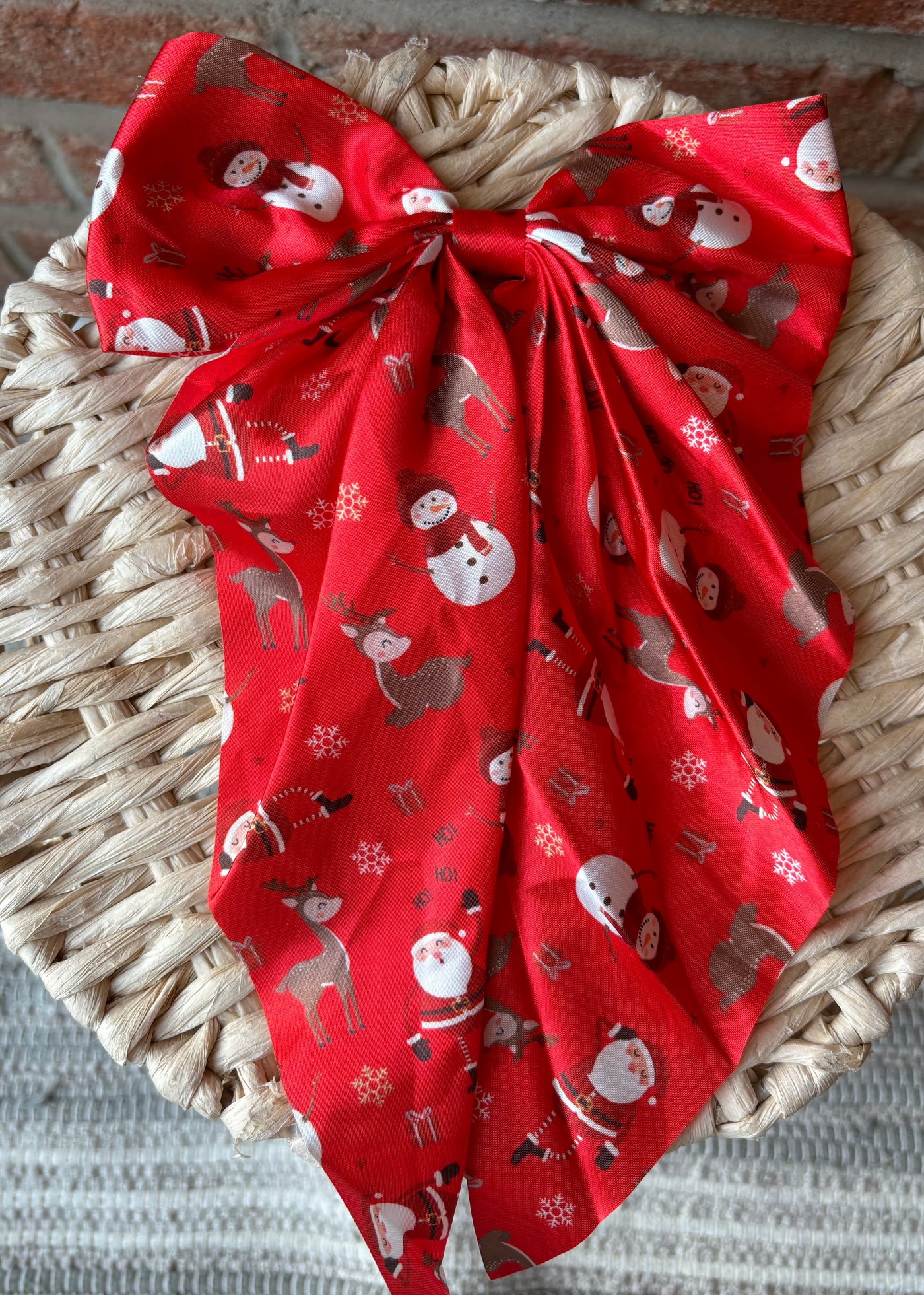 Satin Christmas Bow Hair Tie