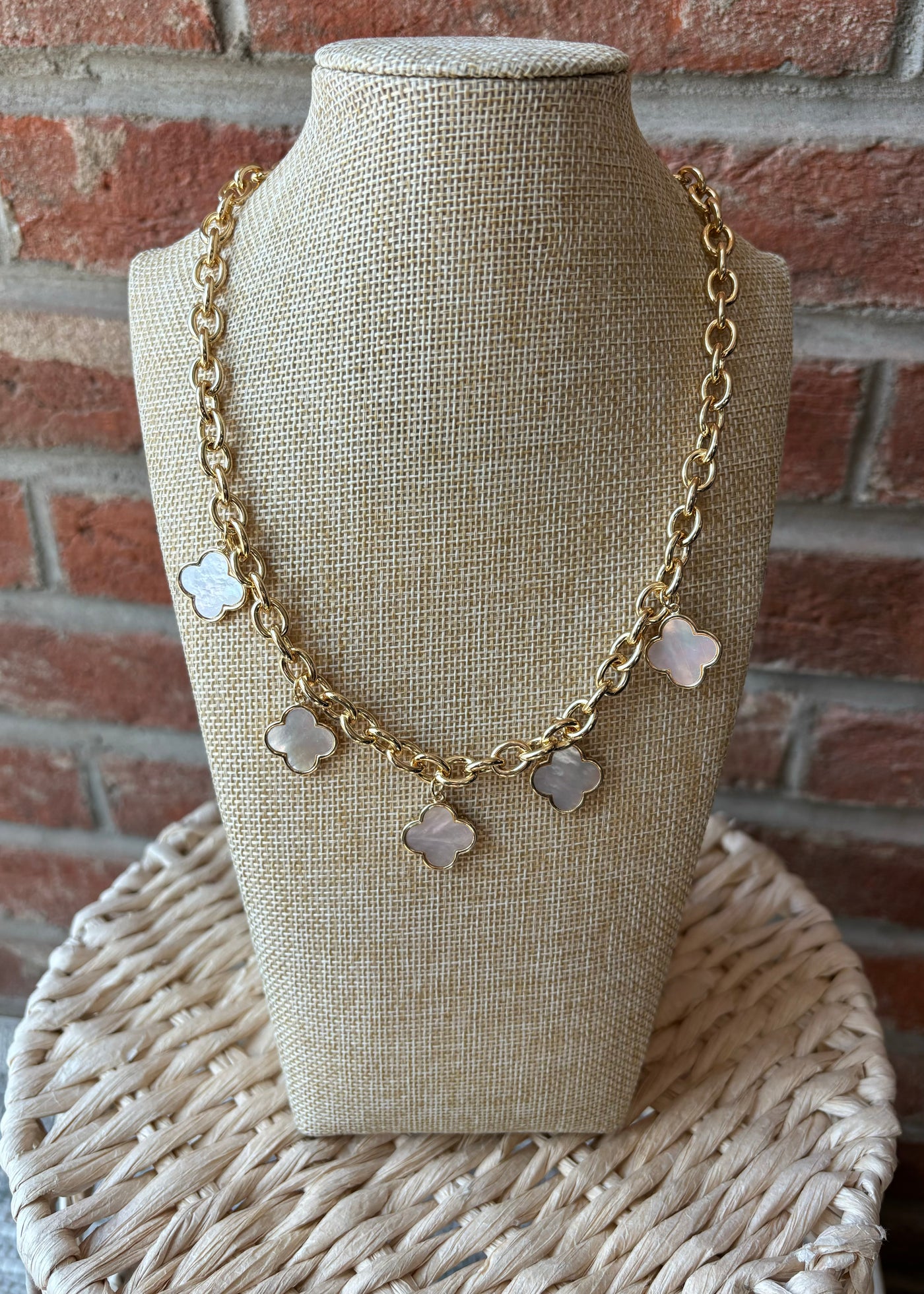 Gold Clover Dangle Necklace