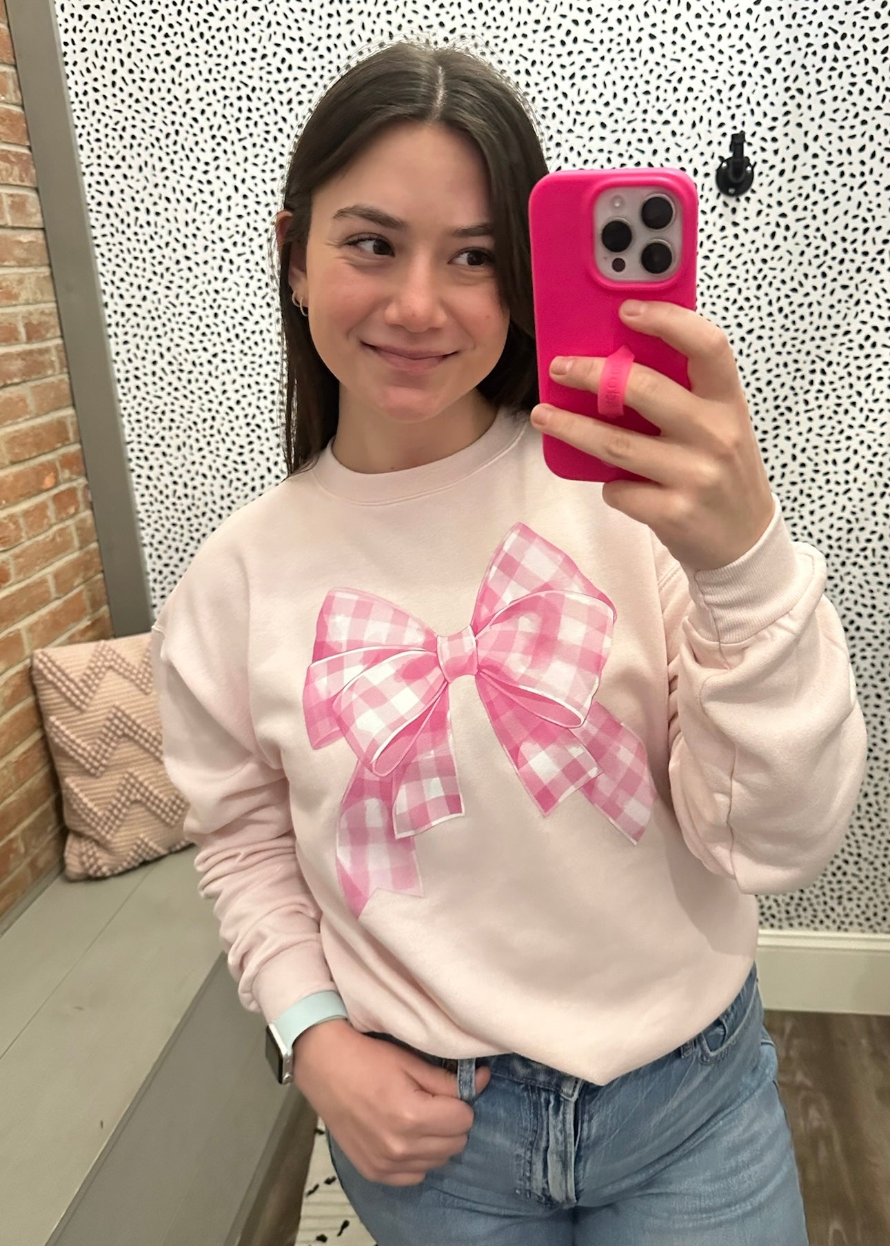 Pink Bow Graphic Crewneck