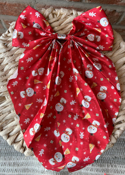 Satin Christmas Bow Hair Tie