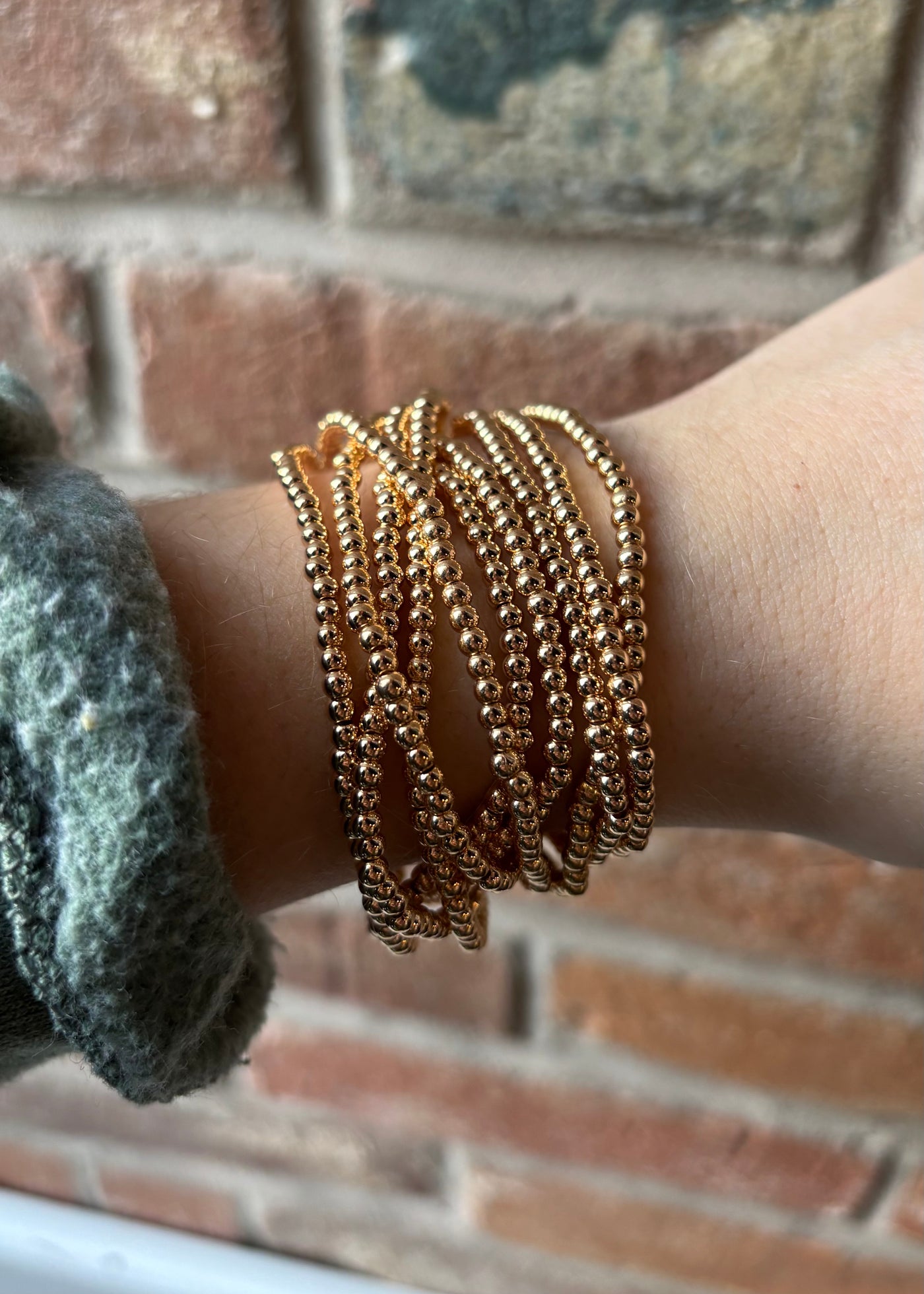 Beaded Bracelet Stack- Gold