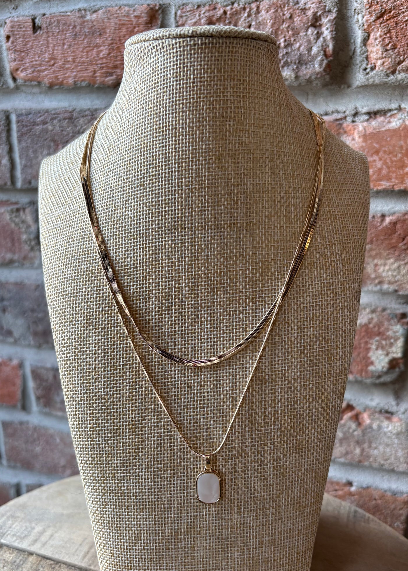 Layered Square Pendant Necklace- Gold