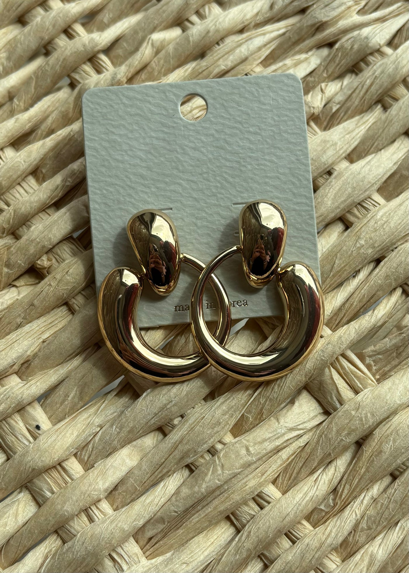 Abstract Door Knocker Earrings- Gold