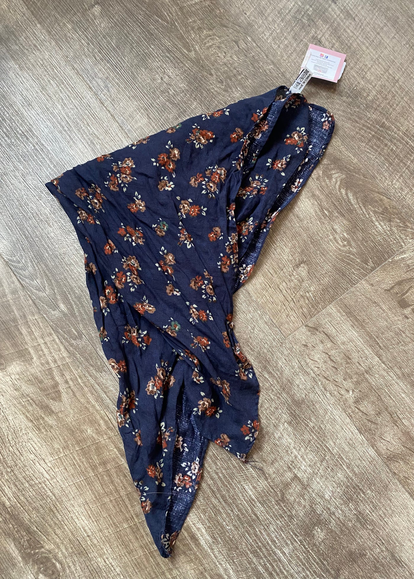 Muted Navy Floral Hair Scarf